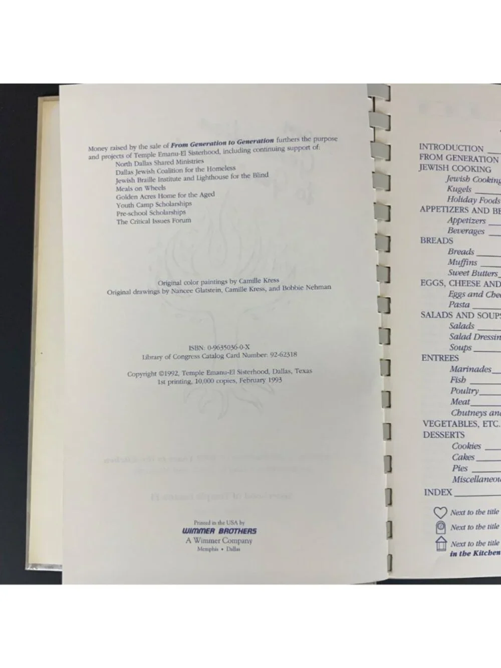 From Generation To Generation Temple Emanu-El Dallas Cookbook 1993 1st Printing